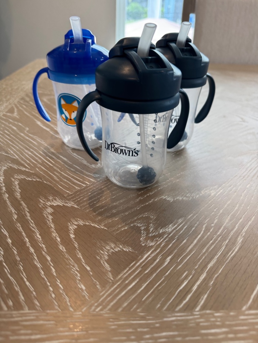 Set of 3 Dr. Brown's Clear Trainer Cup with Black Lid and Handle